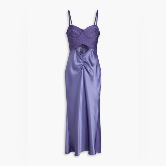 HERVÉ LÉGER X LAW ROACH
Bandage-paneled draped satin midi dress - Lavender - Picture 2 of 9